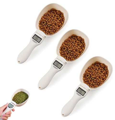 Food Measuring Scoop Scale, Digital Measuring Spoon Scale, Polygons Spoon with Adjustable Scale, Measuring Weighing Spoon Scale for Dispensing Food, Condiments and Dog Cat Food, 800g/0.1g (3PCS)