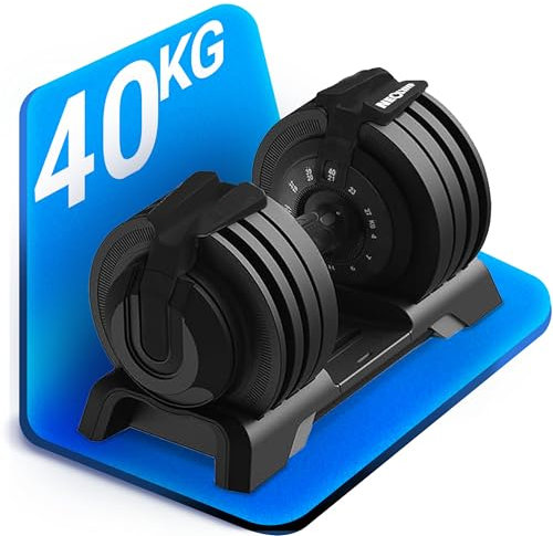 NEOLYMP Kurzhantel verstellbar (2-40 kg mit 16 Gewichtsstufen) platzsparendes Dumbbell Set - Hanteln Set verstellbar für Männer & Frauen - Gewichte Kurzhanteln