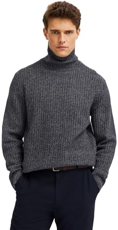 bugatti Herren Rollkragen Pullover 7700-85565D | Regular Fit Grobstrick-Design Ripp-Struktur zeitlos maskulin