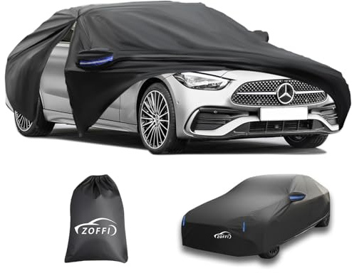 ZOFFI Universal Car Cover 6 Sizes With Driver Side Zip, All Weather Waterproof Scratchproof and UV Protection Fits Length 4.7M-4.85M Saloons Family Car
