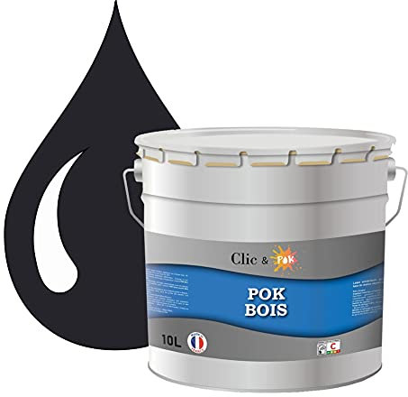 POK BOIS Peinture Bois Extérieur Intérieur – Satinée, Résistante Intempéries UV, Multisupport - 10L - RAL 5008 Bleu gris