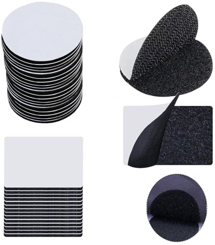 20 Piezas Tiras Adhesivas de Gancho y Bucle, 5 x 5 cm Redondo y 4 x 6 cm Rectangula Adhesivo Doble Cara Reutilizable Nylon Cinta De Gancho y Bucle para Manteniendo Las Alfombras Tapetes Cortinas
