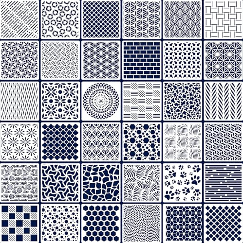 36 Stück Geometrische Schablonen für die Malerei, 6 Zoll wiederverwendbare Malvorlagen für Scrapbooking Keks Fliese Möbel Wand Boden Dekor Handwerk Zeichnung Tracing DIY Art Supplies