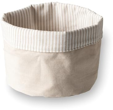 LACOR - 60090 - Cremefarbener Brotkorb, Baumwolle, Viskose, maschinenfreundlich, faltbar, Mehrzweck, wendbar, stapelbar, Polyester, Ø 20 cm