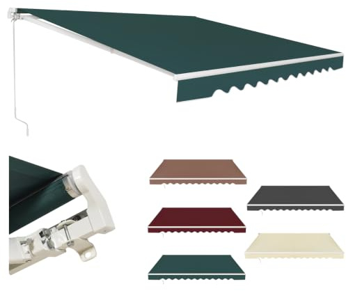 COSTWAY Store Banne de Manuel Rétractable de 4 x 2,5M Angle Réglable 5-35°, Auvent de Terrasse avec Tissu Résistant aux UV et à l'eau Cadre en Aluminium, pour Jardin Terrasse (Vert)