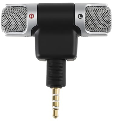Create idea Mini Microphone Stéréo 3,5 Mm Plaqué Or à Quatre Pôles 5,7 X 5,5 X 1,3 Cm Adapté Aux Téléphones Portables Ordinateurs Enregistreurs