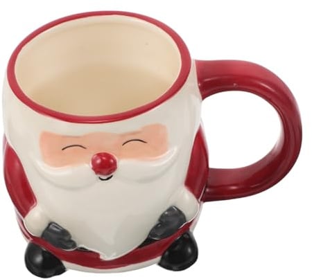 LIGIGWASH Keramik Weihnachtstasse Santa Claus Handbemalt Mikrowellen Spülmaschinenfest Stilvoller Weihnachtsbecher für Kaffee Tee und Heiße Geschenkidee für Erwachsene