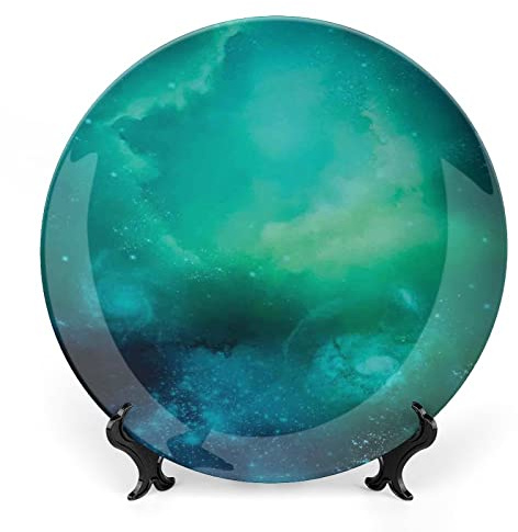 Piatto in porcellana con fiore a raggi X, immagine a raggi X di una rosa in ceramica con stampa floreale, da appendere alla parete, per casa, ufficio, feste, cene, decorazione da tavola, bianco verde