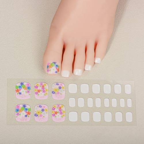 Gel Toe Nails Strips For Women Girls Eye Catching Toenail Polish Wraps Easy Apply LED Lamp Cured Fashionable Appeal Long Lasting Toe Gel