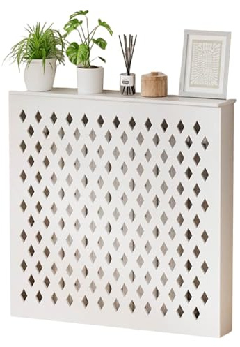 MDF Heizkörperverkleidung Belüftet Hohl Design Heizungsabdeckung Dampfschutz Regal Heizkörper Kasten Weiß Verblendung Heizungsrohr Abdeckung Dekorativer Radiatorschutz(60x80x15 cm)