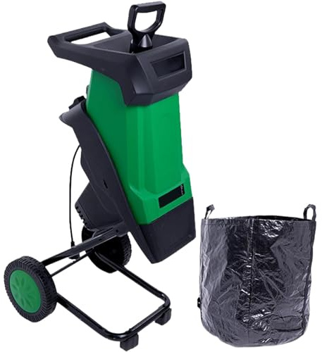GmpTzitzith Elektro-Häcksler 2400W Gartenhäcksler, 4500 U/min, 50L Auffangbeutel, Für Äste 0–40mm, Ideal für Gartenreinigung und Kompostierung
