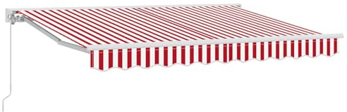 vidaXL Manuell einziehbare Markise Rot und Weiß 3 x 2,5 m, Garten und Terrasse, rechteckige, Moderne, ausziehbare Markise, Perfekter Sonnenschutz, platzsparend, Polyesterstoff