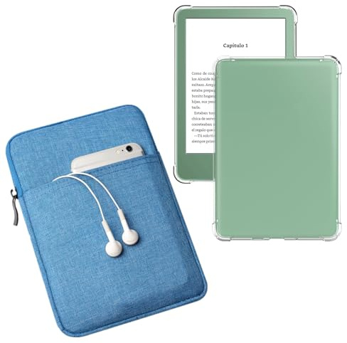 Yzlvigrous Custodia per Kindle 7a Generazione 2014 da 6 Pollici (Modello N.: WP63GW) con Custodia in Tessuto e Cover Trasparente Sottile e Morbida in TPU Trasparente