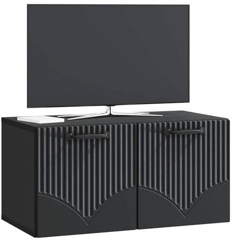 vidaXL Wandmontierter TV-Schrank Schwarz 59,5 x 31 x 30 cm, Moderner Wohnbereich, Rechteckiger Wandschrank, Viel Stauraum, Schlichtes Design für die Haushaltsorganisation