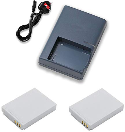 Mains Battery Charger and 2Pcs Battery for Canon IXY Digital 95 IS, 800 IS, 810 IS, 820 IS, 900 IS, 910 IS, 920 IS, 1000, 2000 IS, 3000 IS Camera - Replacement for Charger CB-2LXE and NB-5L Battery