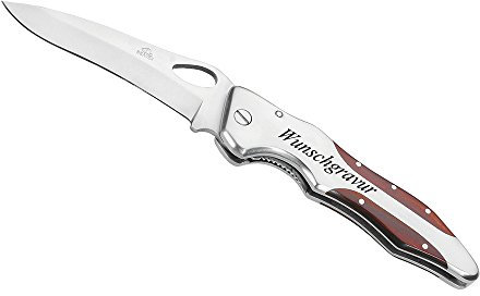 polar-effekt Taschenmesser mit Gravur - Klappmesser aus Edelstahl und Holz mit mit Geschenketui - Personalisiertes Survival-Messer - Geschenk für Männer zum Geburtstag, Weihnachten