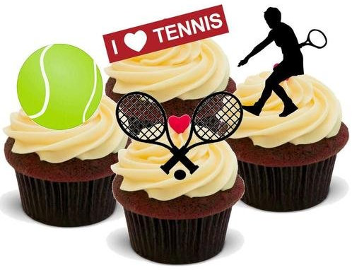 JPS Tennis Mix Damen – 12 essbare Kuchendekoration – Tennis Mix Female – 12 Edible Stand Up Premium Wafer Cake Toppers