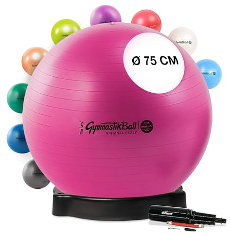 Original Pezziball MAXAFE 75 cm rubinrot rm. Ballschale & Pumpe Gymnastikball