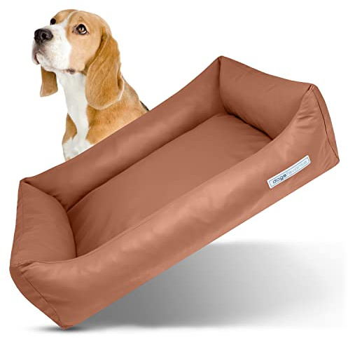 dogsfavorite Hunde-Bett - waschbares Hundekörbchen - hochwertiges Hundesofa - gelenkschonendes Hundekissen - robuste Hundematte - Hundekorb - Cognac - Gr. L 115 x 85 cm