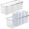 mDesign 2er-Set Metall Ablagebox mit integrierten Griffen – tiefe Aufbewahrungsbox mit ansprechendem Drahtdesign – Box zur Kosmetikaufbewahrung im Bad – silberfarben