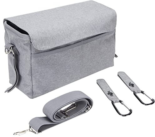 BTR XL Buggy Organiser Pram Storage Bag for Pushchairs with Mobile Phone Holder Plus 2 x Pram Hooks. Dove Grey