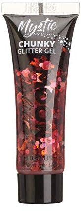 Mystic Chunky Face & Body Glitter Gel by Moon Glitter - Valentines - Cosmetic Festival Glitter Face Paint for Face, Body, Hair, Nails - 12ml