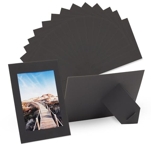 50-Pack of Cardboard Photo Frames with Easel Stand, DIY Picture Frames, Black, 10.2 x 15.2 cm Each