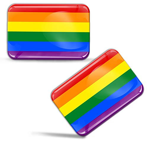 Biomar Labs® 2 x Aufkleber 3D Gel Silikon Stickers LGBT Pride Rainbow Flagge Flag Fahne Regenbogenfarben Lesbian Gay Auto Motorrad Fahrrad Fenster Tür PC Handy Tablet Laptop F 65