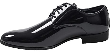 Evoga Scarpe uomo Class blu scuro vernice man's shoes eleganti cerimonia (42, Nero)