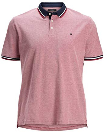 JACK & JONES Herren Poloshirt JJEPAULOS - Relaxed Fit Plussize XXL-8XL Baumwolle, Größe:5XL, Farbe:Rio Red PS 12143859