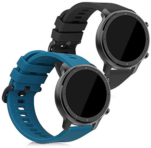kwmobile 2X Sportarmband kompatibel mit Huami Amazfit GTR (47mm) / GTR 2 / GTR 2e / GTR3 / GTR 3 Pro Armband - Fitnesstracker Band Set aus TPU Silikon