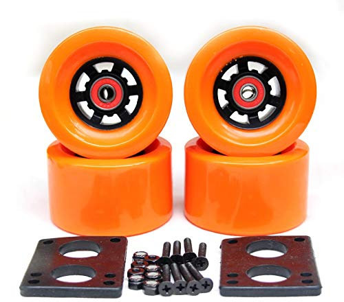 FJY-WHEEL, 82A Skateboard-Räder, 83 x 52 mm, Longboard City Run, 87 x 52 mm, Räder, 6 mm, Riserpad, 35 mm, Bolzen, ABEC-9 Kugellager, große Longboard-Räder (Farbe: 83 mm, orange)