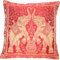 Indische Banarasi Seide Deko Kissenbezüge 40 cm x 40 cm, Extravaganten Designs für Wohnzimmer und Schlafzimmer Dekoration - Doppel Elefant Muster 40 x 40 cm | 16 x 16 Zoll, Rot-4