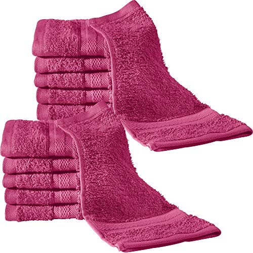 REDBEST Seiftuch 12er-Pack Chicago Fuchsia Größe 30x30 cm - saugstark, strapazierfähig, ideal für Reisen, Sport (weitere Farben)