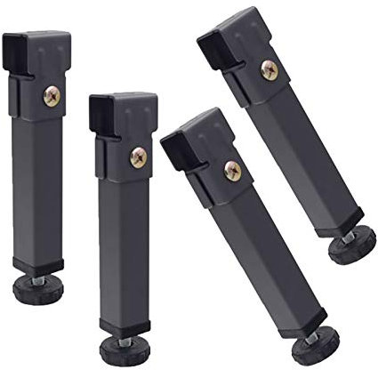 Lot de 4 Pieds de Meuble Reglable Acier Pied Pattes de Meuble Rectangulaire Carre Meubles Jambes Métal Pieds de Support De Lit,Bouche de Clip 3 * 4cm,Aucun Perçage Requis,Gris(50cm)