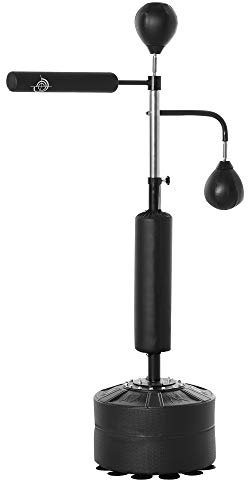 HOMCOM 4-in-1 Boxsack freistehend 160-230cm Standboxsack mit 2 Speedbällen Ständer Reflexstange Punchingball Set höhenverstellbar Kickboxsack für Erwachsene Jugendliche Fitness für Krafttraining