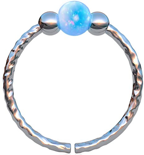Silber Knorpel Ohrring - Dünn 20G 8mm Ring 3mm Blau Opal - Sterling Silber Helix Piercing Schmuck