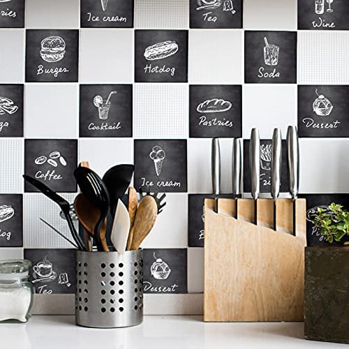 | Adhesif pour Carrelage Mural | Planche de 12 Stickers Autocollants Adhesifs Carrelage - Carreaux de Ciment - Greedfood - Dimensions d'un Sticker : 20 x 20 cm - Cuisine Salle de Bains Meubles ...