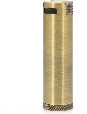 (Verkauf ohne Gas) Vintage Pure Cupper Feuerzeug, Federknopf, Gasauslass, klassisches Design, weiche Flamme, Geschenk (Gold)