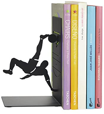 balvi Buchstütze Bicycle Kick Farbe Schwarz Buchstütze für Ihre Bücher im Regal in Form eines Fußball