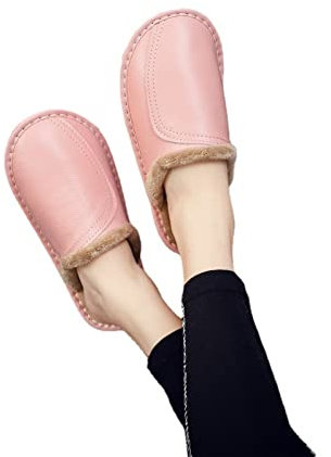 XIEHC Foam Ciabatte Antiscivolo Invernali, Pantofole Home in Pelle, Coppia Calore Peluche Antiscivolo per Interni, Rosa, 37-38,Donna Peluche Animali Pantofole