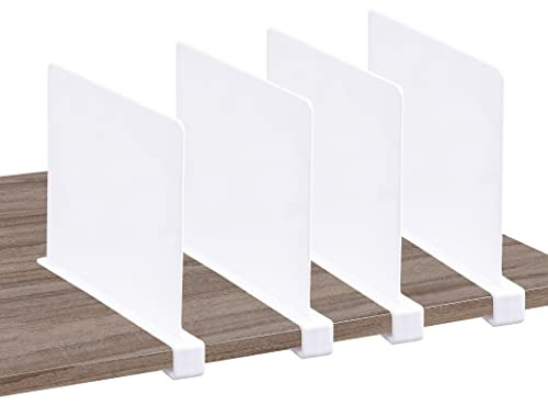 CY Craft Acryl-Regalteiler für Schränke, Holzregal-Trennwände, 4 Stück, weiße Regaltrenner, perfekt für Kleider-Organizer und Schlafzimmer, Küchenschränke, Regalaufbewahrung und Organisation