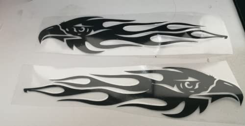 Autotattoo Flammen Adler,MoreChioce Kreativ Reflektierender Vinylaufkleber Dekoration Autoaufkleber Rennsport Karosserie Decal Selbstklebend Wasserdichte Abziehbild 20cm × 4,7cm,Schwarz