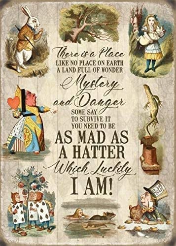 Sawfish® Alice in Wonderland Metal Sign There is A Place Like No Place On Earth Wall Plaque