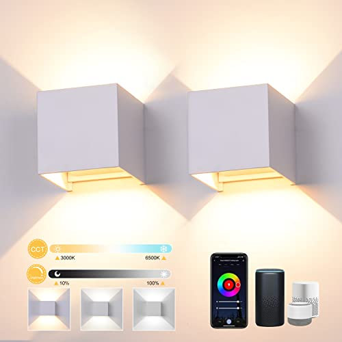 Elitlife Smart LED Wandleuchte Innen 12W, RGB Aussenleuchten Wasserdichte Wandlampe Dimmbar Steuerbar via App Außenlampe Mit Einstellbar Abstrahlwinkel LED Wandbeleuchtung Innen & Außen