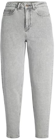 Jack & Jones Women's Jxlisbon Mom Hw Jeans R4040 DNM, Light Grey Denim, 25W / 32L