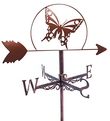 Girouette Métal Girouette Jardin extérieur Girouette Papillon Loup Cerf Animal Direction Indicateur de Direction du Vent Est Sud Ouest Direction Nord