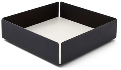 eglooh - Dafne - Taschenleerer mit Struktur aus schwarzem Stahl - Innerer Boden aus echtem Leder Weiß - Schreibtisch Organizer mit modernem Design - cm 14,5 x 14,5 x H.4 - Made in Italy