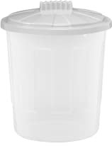 Clear Plastic Bin - 8L Storage Box With Grey Lid - Desktop Trash Can - For Home, Office, Bathroom & Bedroom