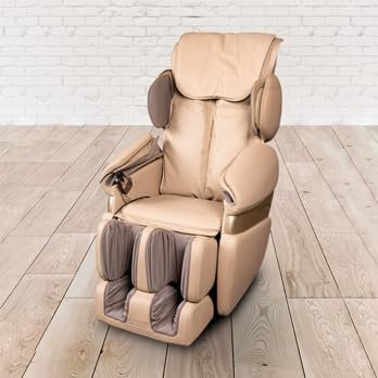 trends4cents PureHaven Massage-Sessel 118x76x76 cm 6 Massagearten Rücken- Fuß- und Gesäßmassage einfache Bedienung energiesparend hochwertiges PU Leder in Beige